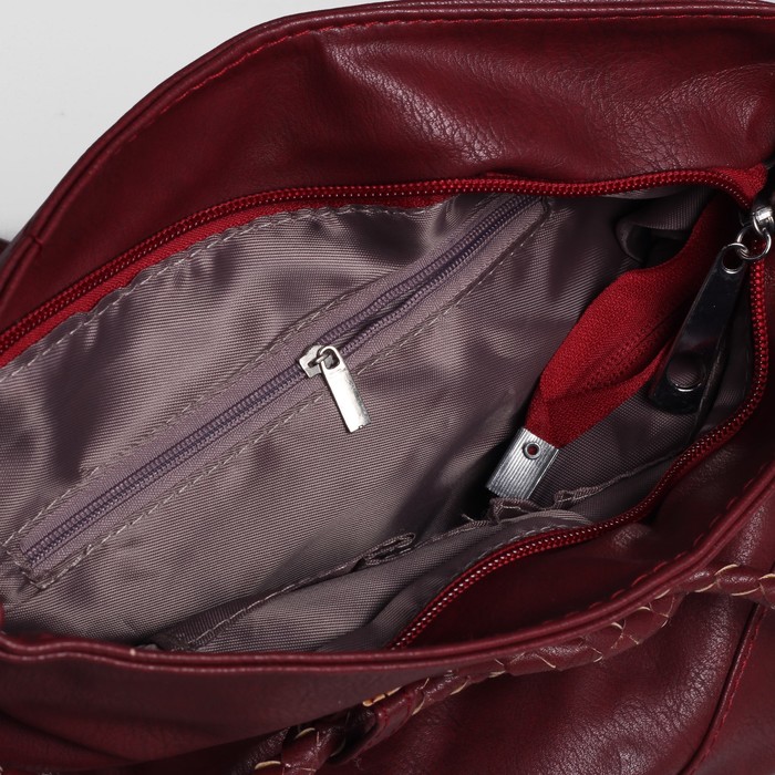 Сумка женская, 1 отдел, длинный ремень, цвет бордовый