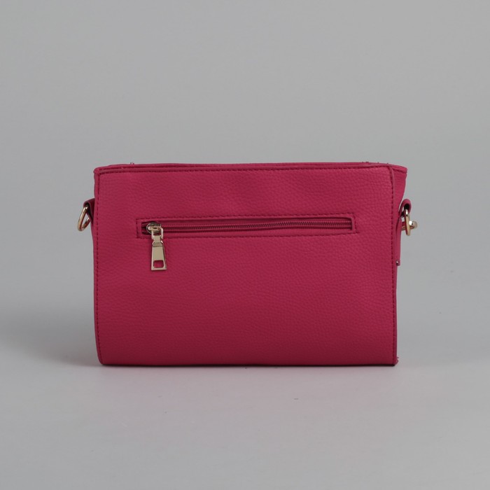 Сумка женская, 1 отдел, длинный и короткий ремень, малиновая