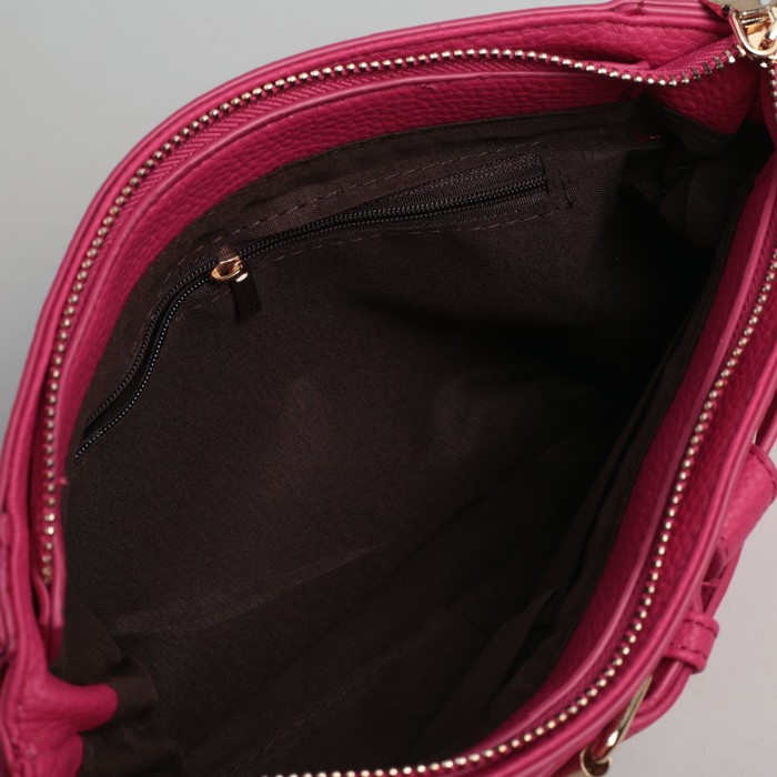 Сумка женская, 1 отдел, длинный и короткий ремень, малиновая