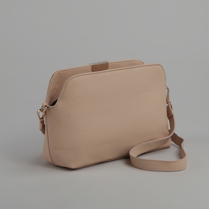 Сумка женская, 1 отдел, длинный и короткий ремень, бежевый