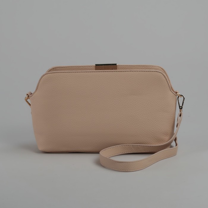 Сумка женская, 1 отдел, длинный и короткий ремень, бежевый