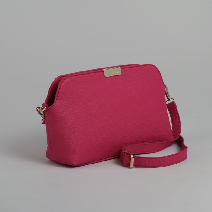 Сумка женская, 1 отдел, длинный и короткий ремень, малиновый