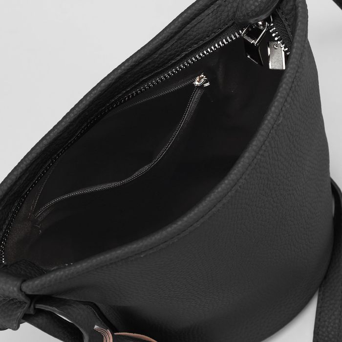 Сумка женская, 1 отдел, длинный ремень, чёрная