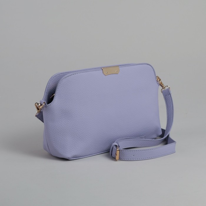 Сумка женская, 1 отдел, длинный и короткий ремень, сиреневая
