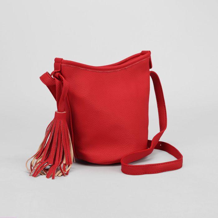 Сумка женская, 1 отдел, длинный ремень, красная