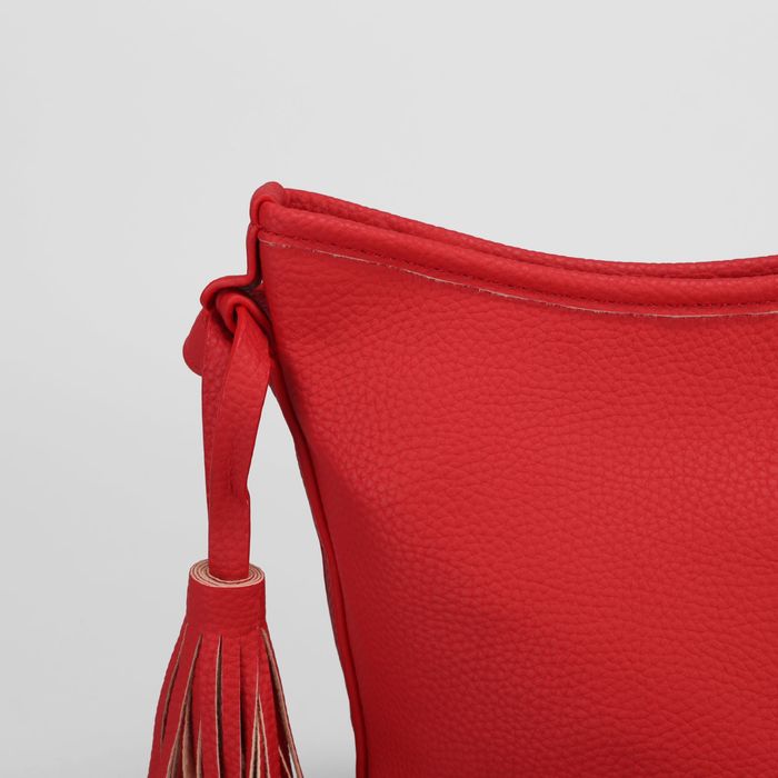 Сумка женская, 1 отдел, длинный ремень, красная