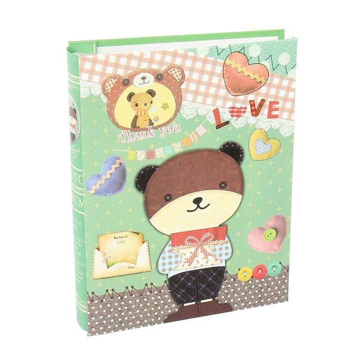 Фотоальбом на 200 фото 10х15 см в коробке "Мишка сластёна" МИКС