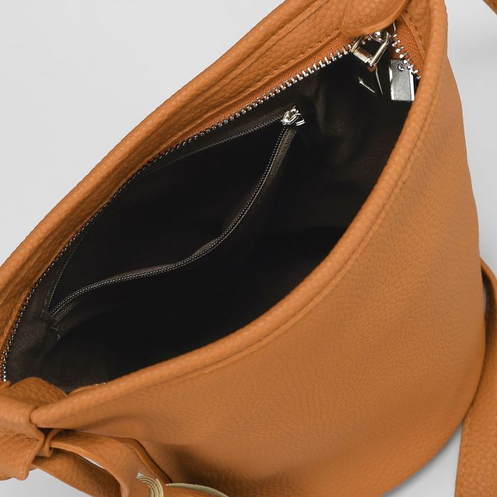 Сумка женская на молнии, 1 отдел, длинный ремень, цвет рыжий