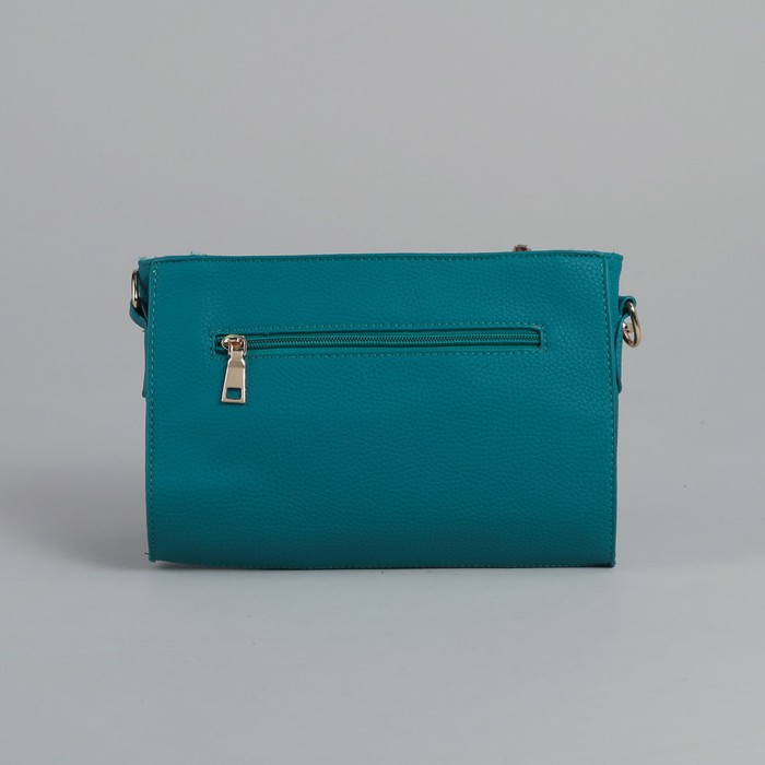 Сумка женская, 1 отдел, длинный и короткий ремень, бирюзовая