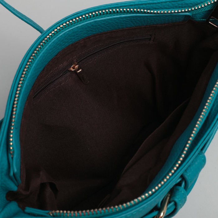 Сумка женская, 1 отдел, длинный и короткий ремень, бирюзовая