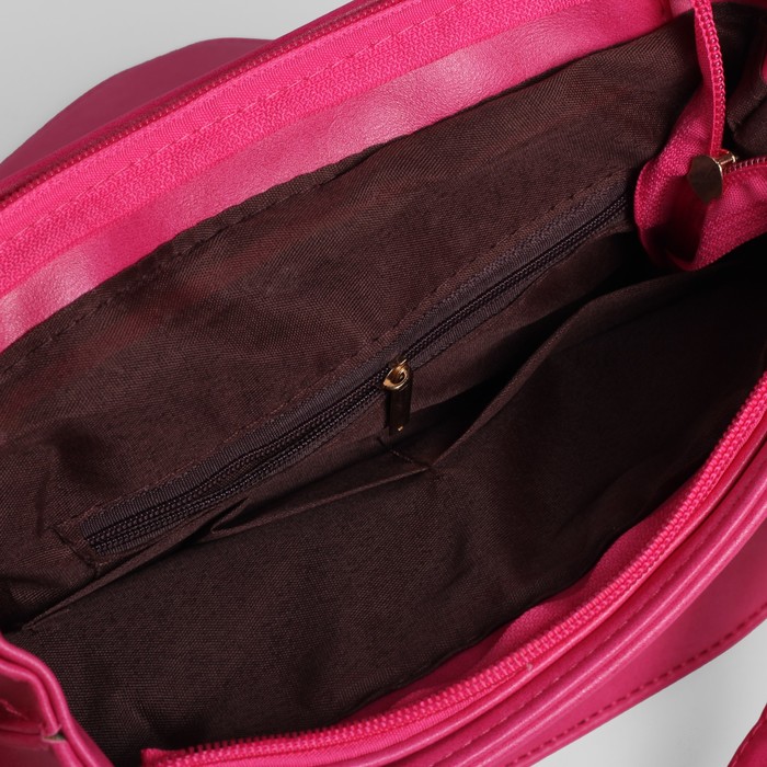 Сумка женская на молнии, 1 отдел, длинный ремень, цвет малиновый