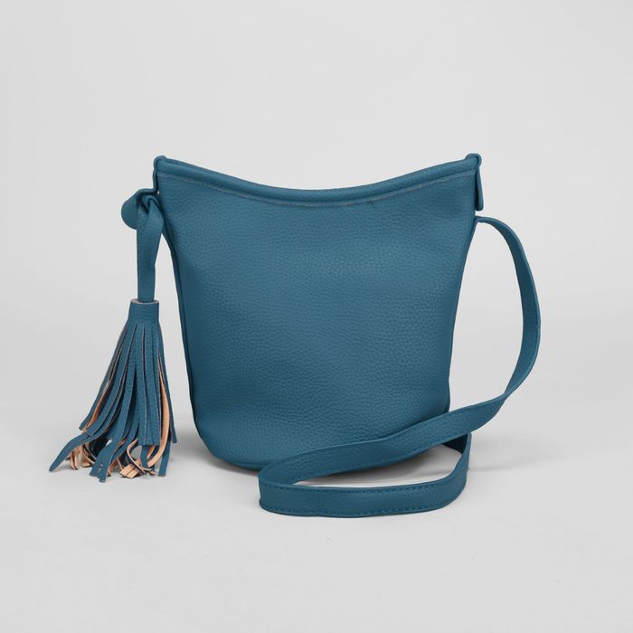 Сумка женская, 1 отдел, длинный ремень, синяя