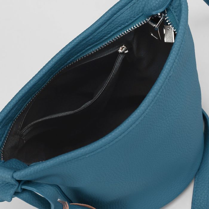 Сумка женская, 1 отдел, длинный ремень, синяя