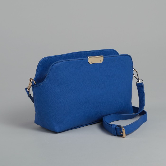 Сумка женская, 1 отдел, длинный и короткий ремень, синий