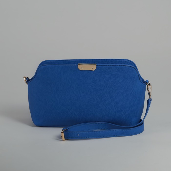 Сумка женская, 1 отдел, длинный и короткий ремень, синий