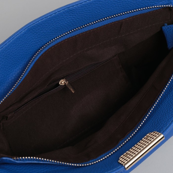 Сумка женская, 1 отдел, длинный и короткий ремень, синий