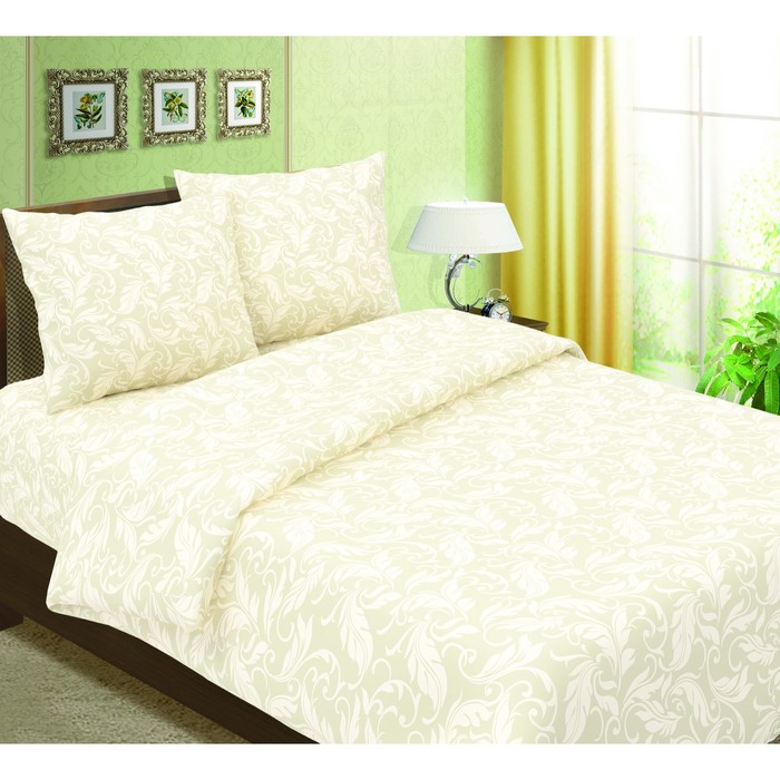 Постельное бельё евро"Традиция: Перья", цвет бежевый, 200х217 см, 220х240 см, 70х70 см - 2 шт