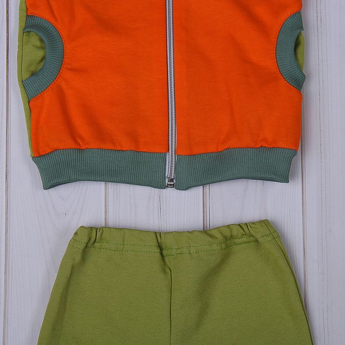 Комплект для мальчика (джемпер+штанишки),. рост 74-80 см (48), цвет хаки+оранж Д 15166/1/9-П
