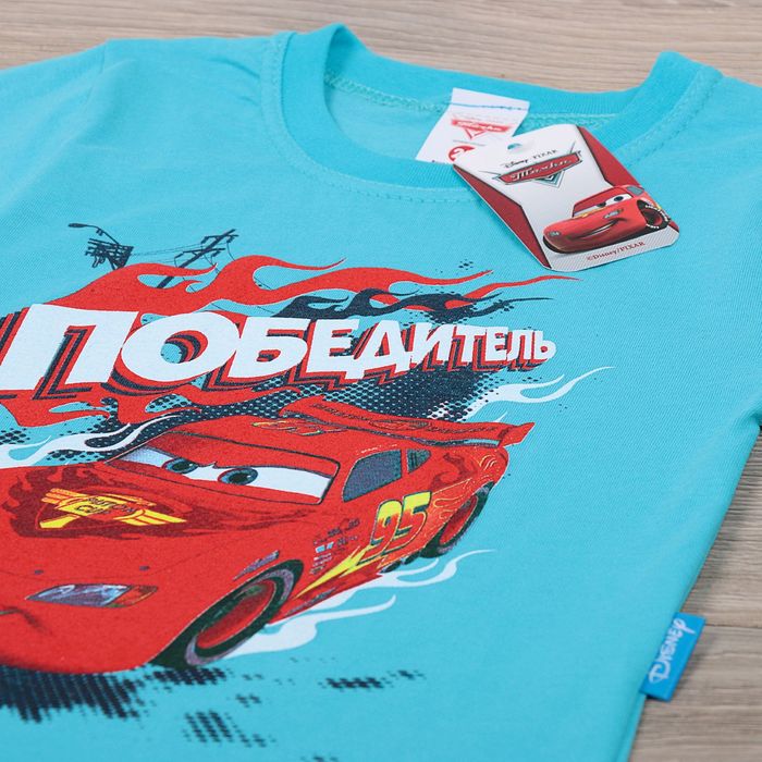 Футболка для мальчиков "Победитель", Тачки, рост 86-92 (28) см, 1-2 года, 100% хлопок
