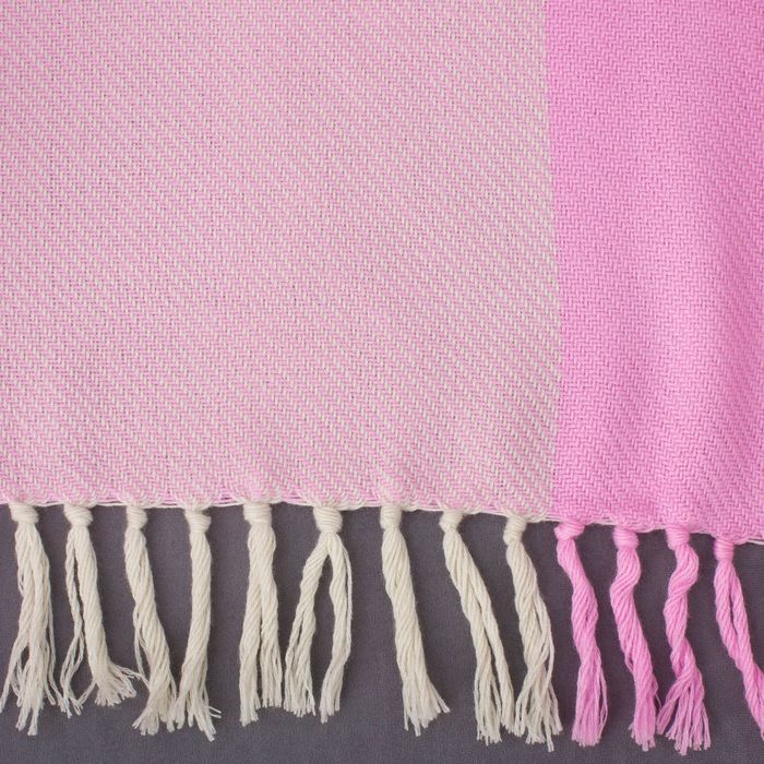 Плед ворсованный, размер 140х200 см, край узелки, 240 гр/м, цвет жемчужный/миндаль