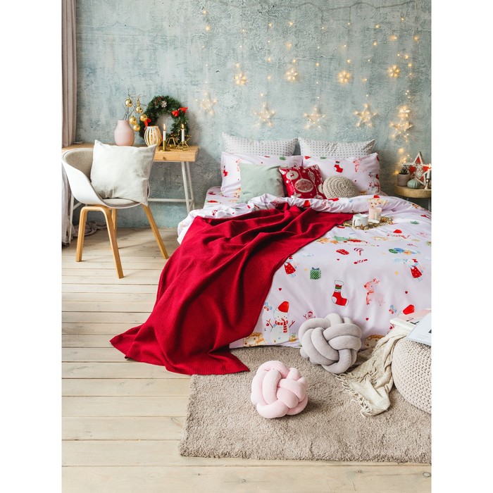 Плед вафельный, размер 170х200 см, 240 гр/м, цвет красный мак