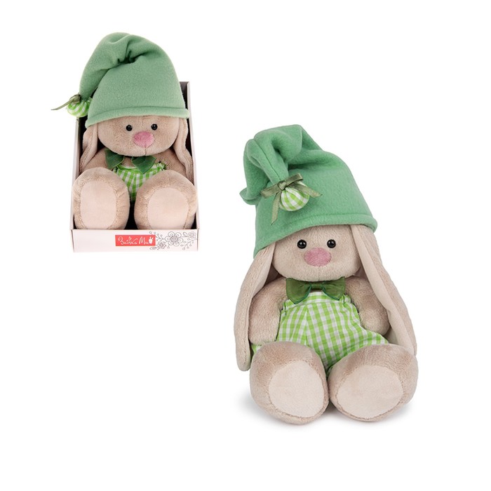 Мягкая игрушка "Зайка Ми - гномик в зелёном", 18см