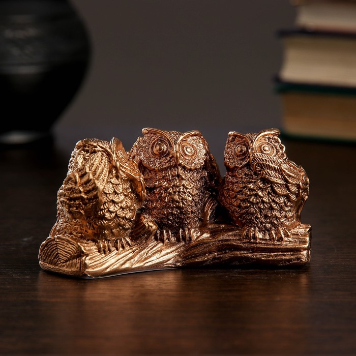 Статуэтка "Три совы" золото