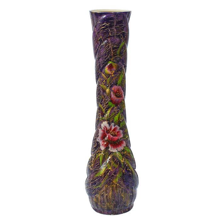 Ваза напольная "Далия" кракелюр, фиолетовая