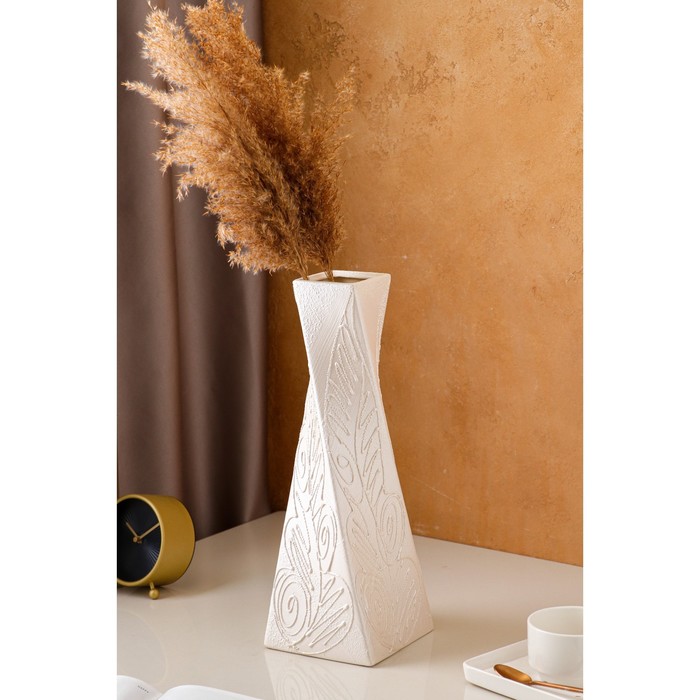 Ваза "Эквилибриум" шамот, перламутровая, лист