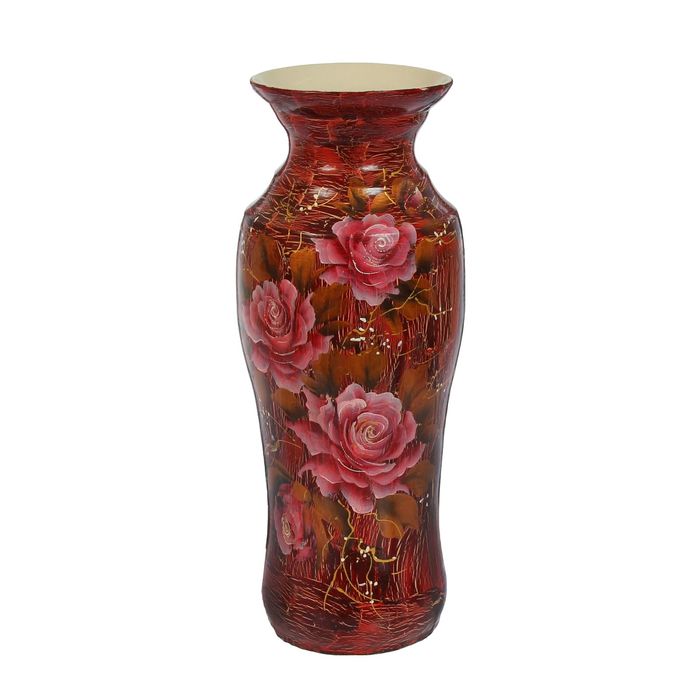 Ваза напольная "Весна" кракелюр, бордовая