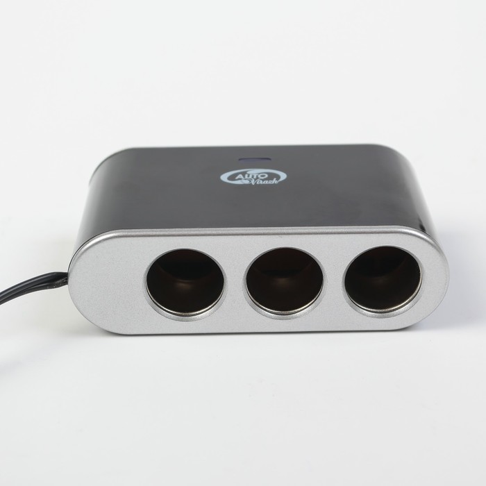 Разветвитель прикуривателя Autovirazh AV-4088 3 выхода +USB, с индивидуальными выключателями