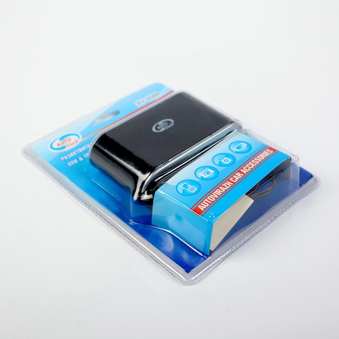 Разветвитель прикуривателя Autovirazh AV-4088 3 выхода +USB, с индивидуальными выключателями