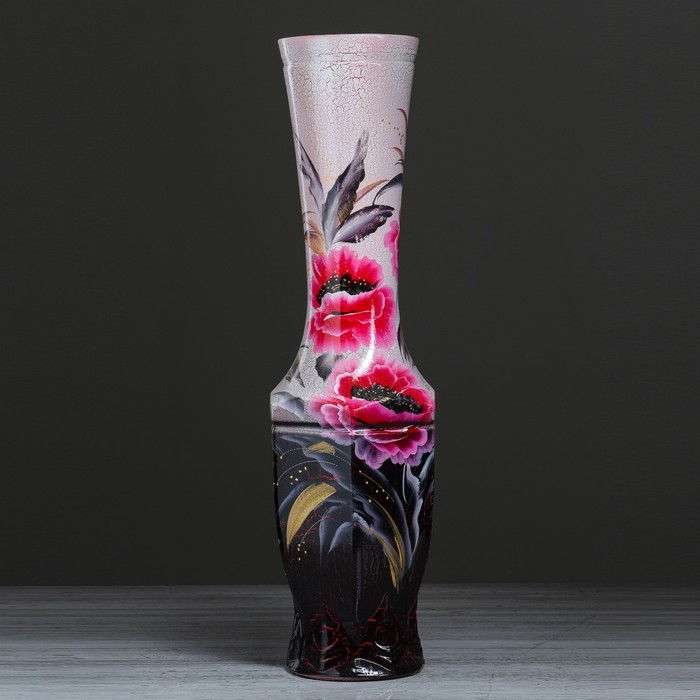 Ваза напольная "Нирвана" кракелюр, чёрно-белая