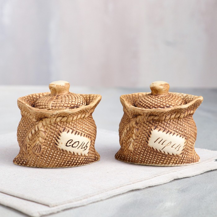 Набор для специй "Мешок/Плетенка" соль, перец 0,15 л