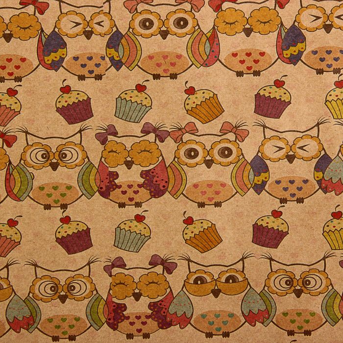 Набор бумаги упаковочной крафт "Совы бурые" 50 х 70 см, 10 листов