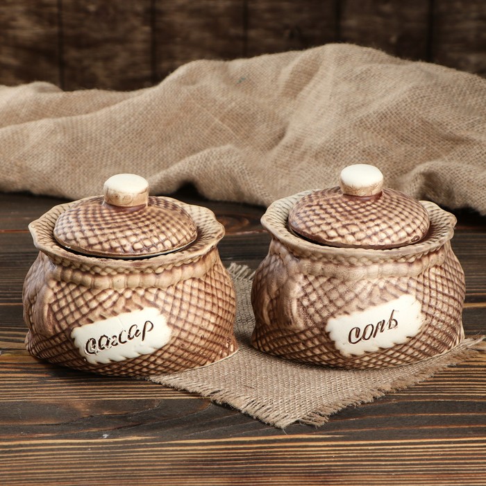 Набор для специй "Мешок" соль, сахар 0,6 л