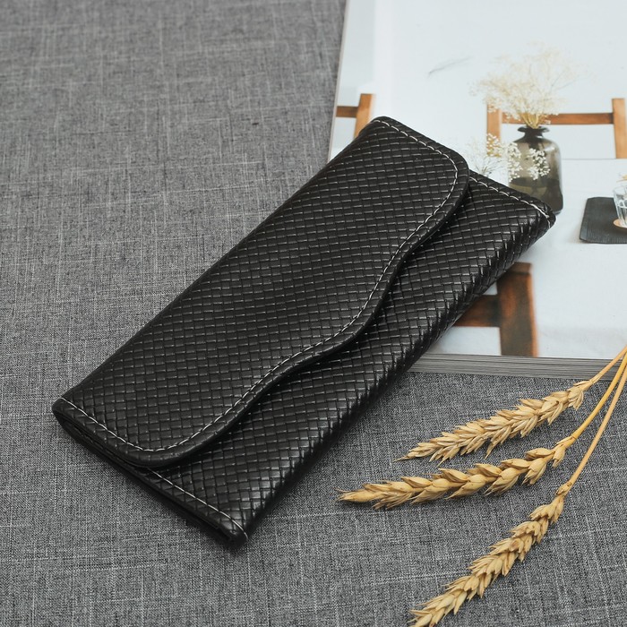 Кошелёк женский, 2 отдела, для монет, цвет чёрный