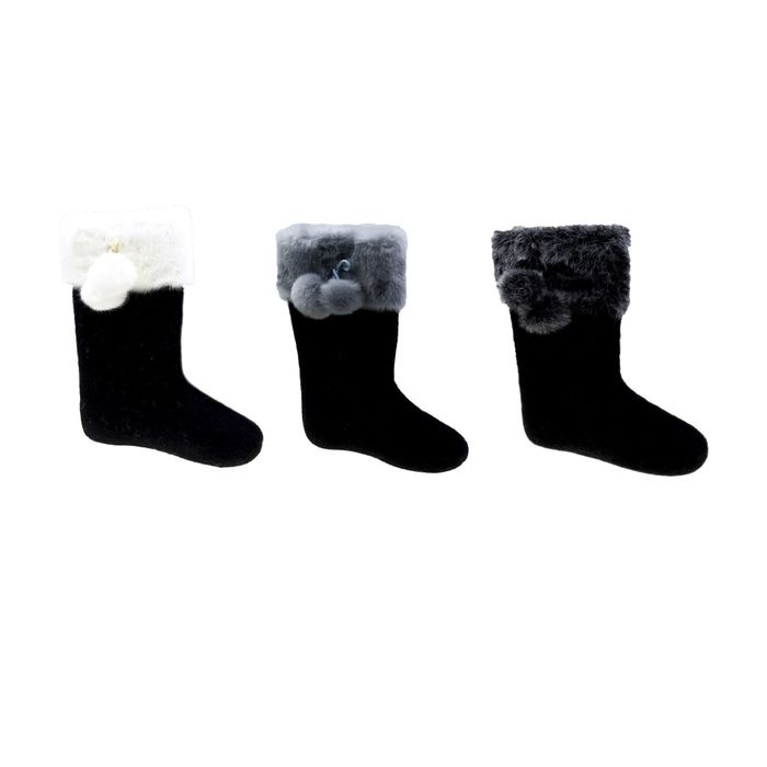 Валенки женские чёрные "Бомбошки", опушка МИКС, размер 36 (24)