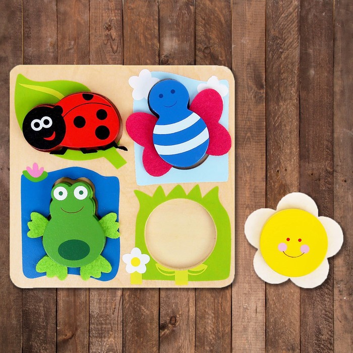 Рамка-вкладыш "Лесная полянка" с фетровым декором, 4 элемента