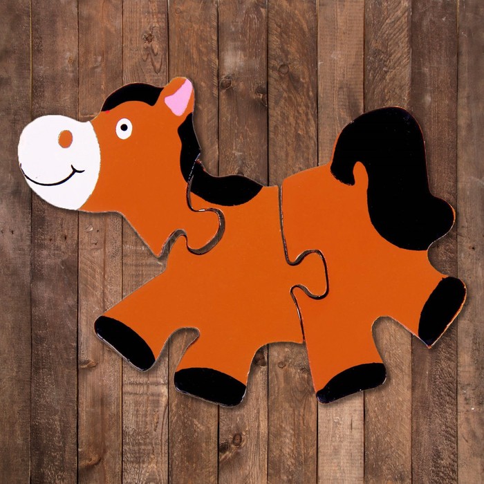 Пазл фигурный "Лошадка", 3 элемента