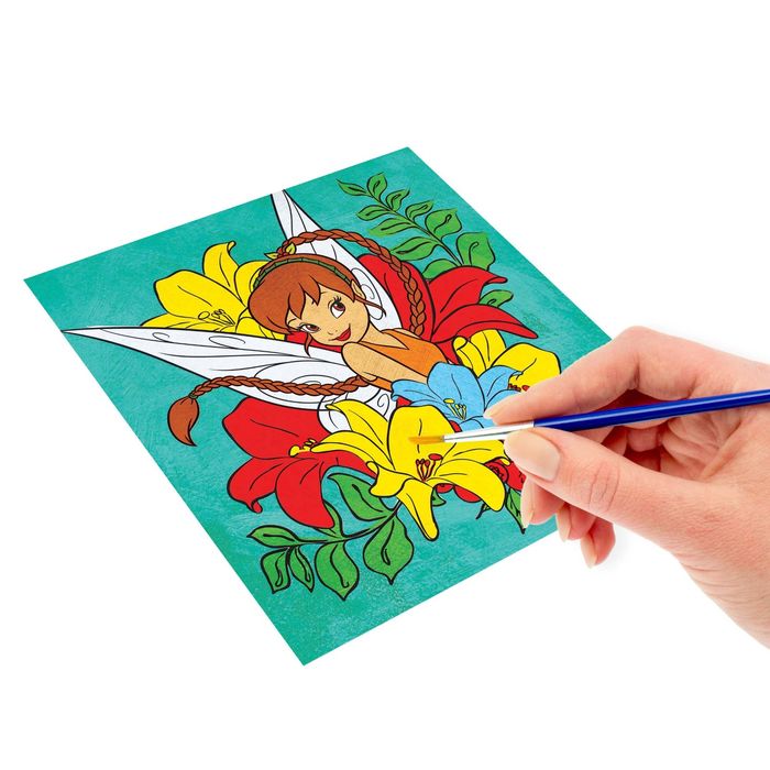 Роспись по холсту "Самой красивой" по номерам красками (наб.6 цветов по 3мл + кисть + 1 пакет блестки), Феи