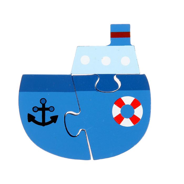 Пазл фигурный "Пароход", 3 элемента