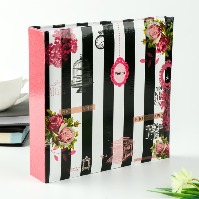 Фотоальбом на 200 фото 10х15 см "Розы на чёрно-белом" (бумажные листы)