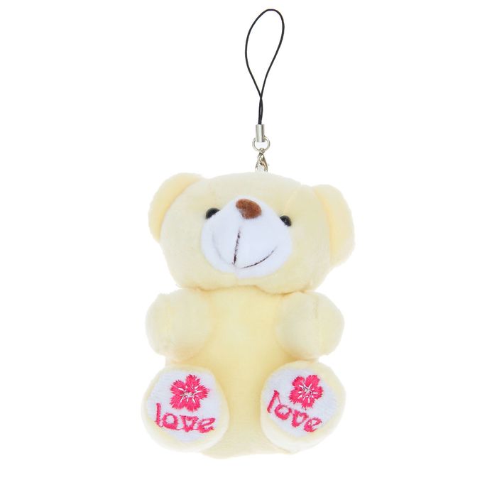 Мягкая игрушка-подвеска "Мишка", на лапках цветочки, цвета МИКС