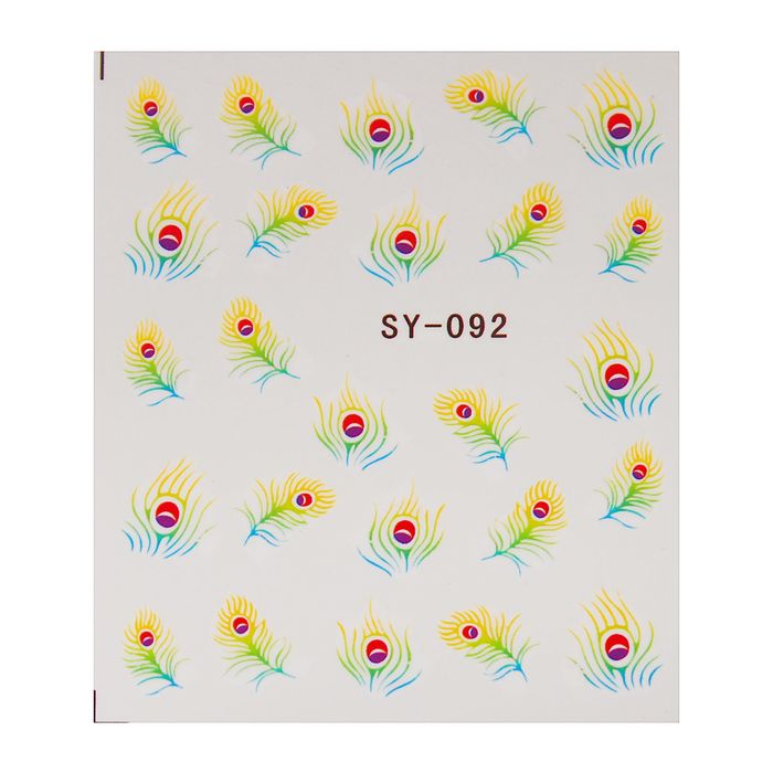 Слайдер-дизайн для ногтей "Пёрышки", водный, цвета МИКС