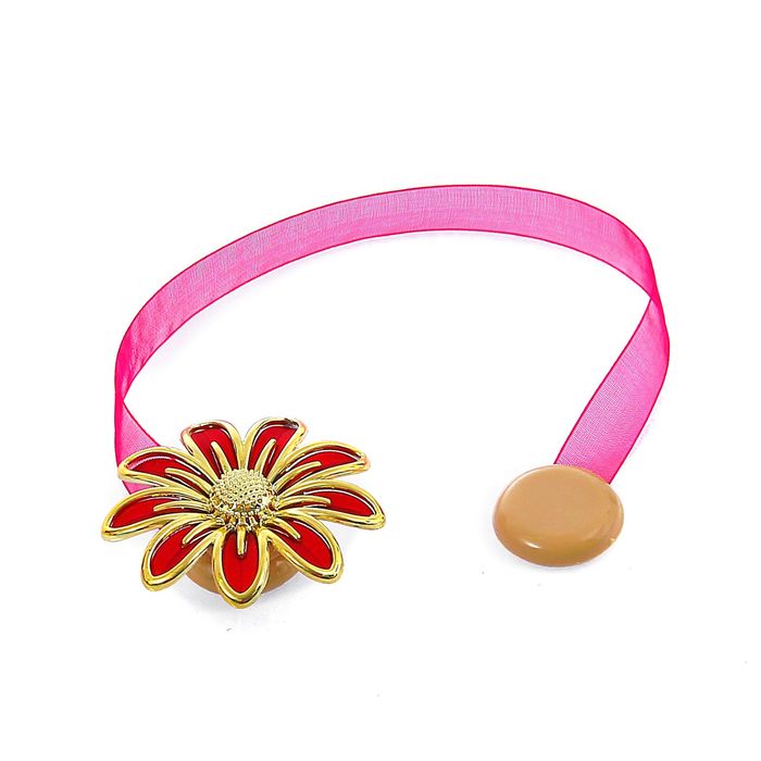 Подхват для штор на ленте "Ромашка", цвет красно-золотой