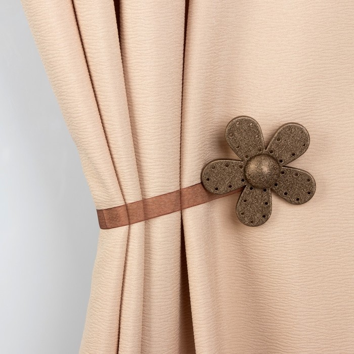 Подхват для штор на ленте "Цветок Модерн", цвет бронзовый