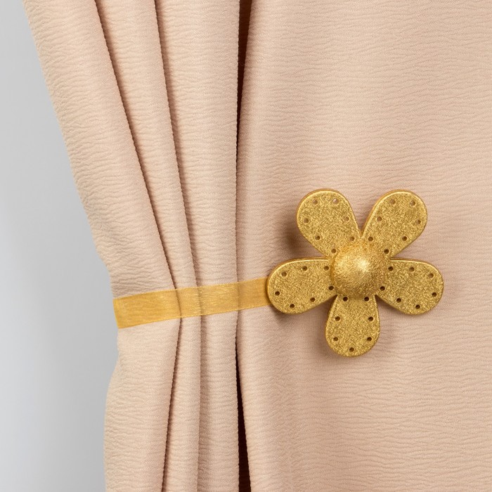Подхват для штор на ленте "Цветок Модерн", цвет золотистый