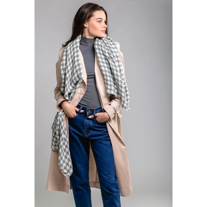 Шарф "Геометрия", размер 60х200 см, цвет серый