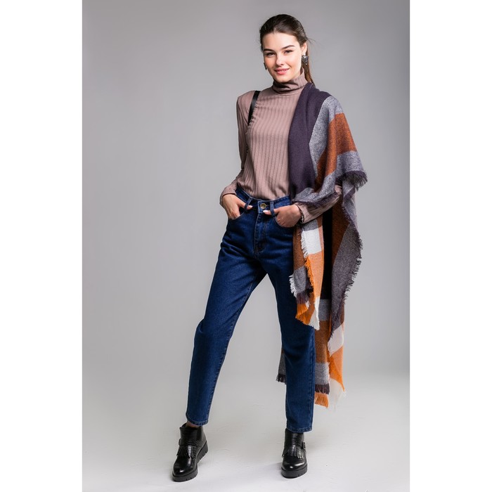 Шарф "Большая клетка", размер 60х200 см, цвет коричневый/чёрный